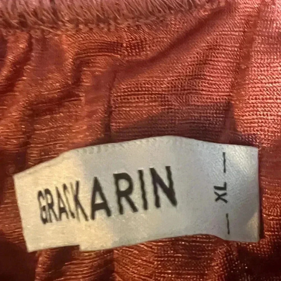 GRACE KARIN ALINE SKIRT MIDI RUST ORANGE PLEATED PLUS SIZE XL - Picture 4 of 8